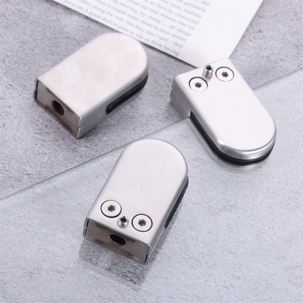 8/16Pcs Semicircle Glass Clamps Brushed Nickel 55x33x18mm for Glass Shelves