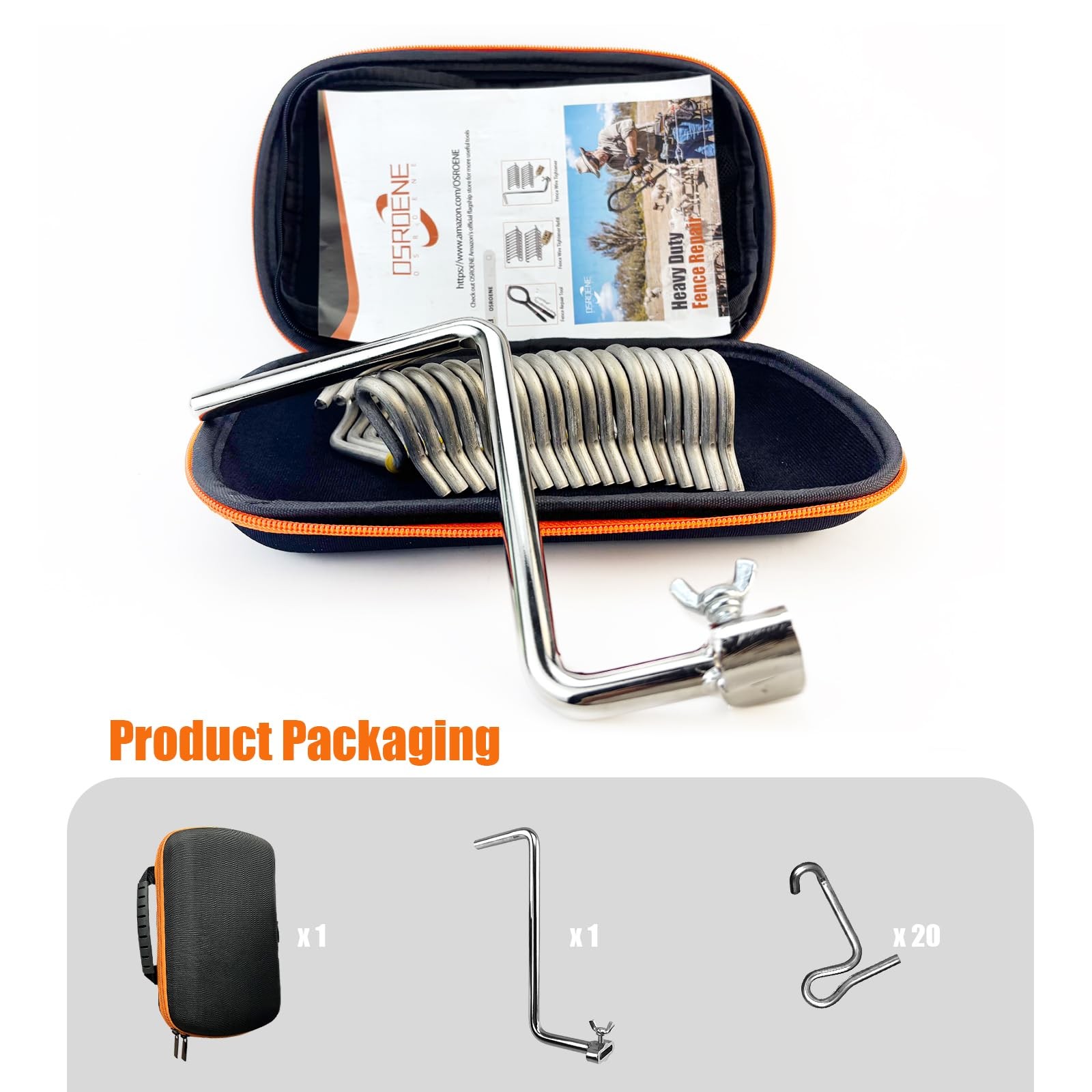 Fence Wire Tightener with Bag, 1/4″ 20Pcs 6mm20Pcs+Tightener Handle