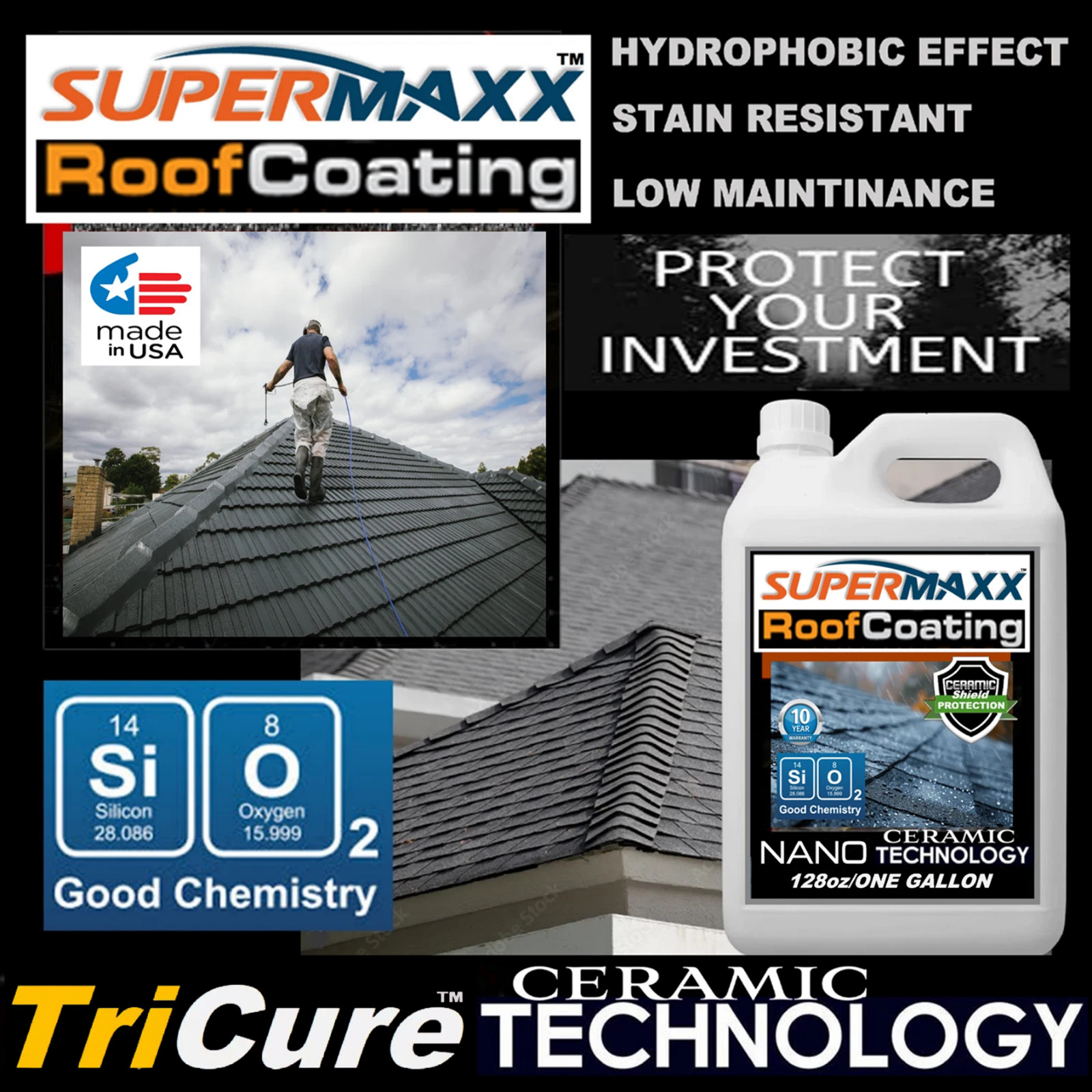 NANO ROOF COATING PROFESSIONAL ASPHALT SHINGLE STAIN UV SUN FADE PROTECTION