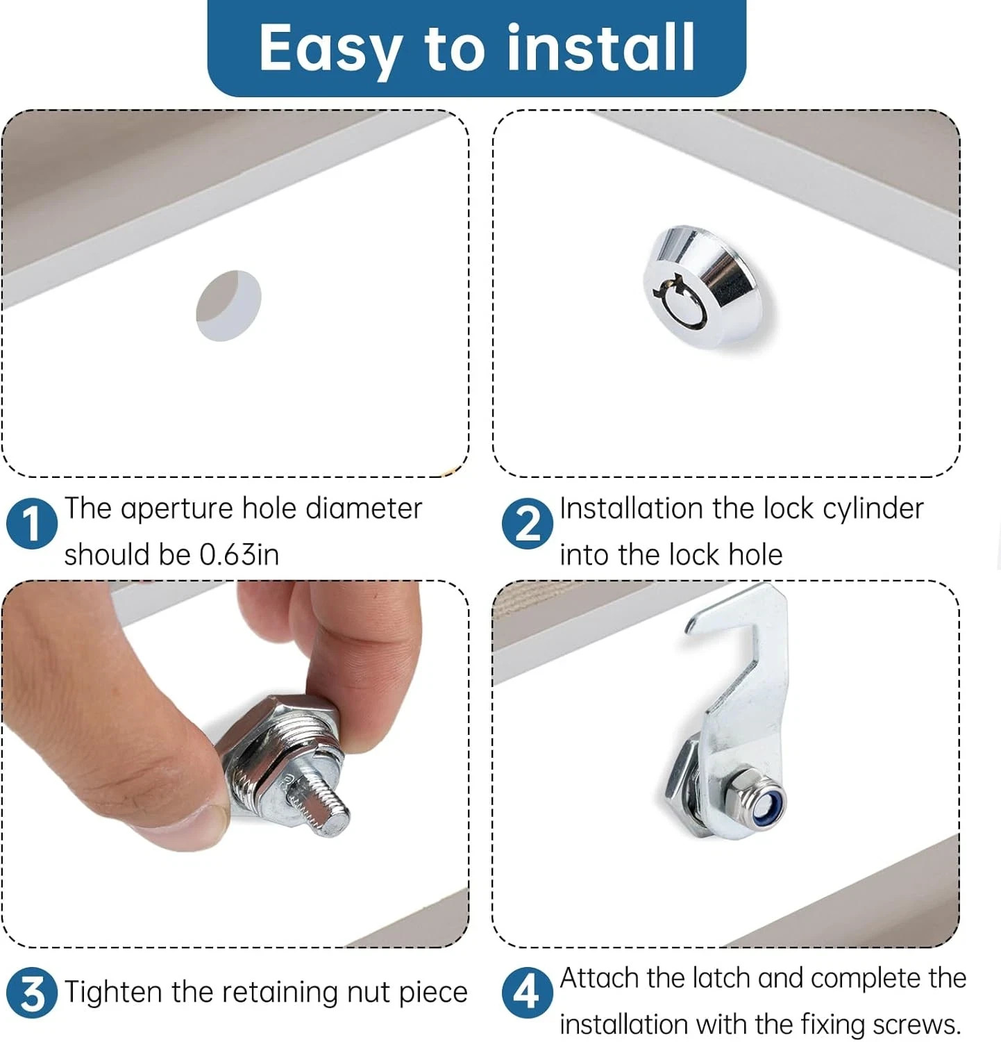 Silver Tool Box Locks with Keys for Craftsman, 5/8″ Cam Lock Replacement, 2 Sets