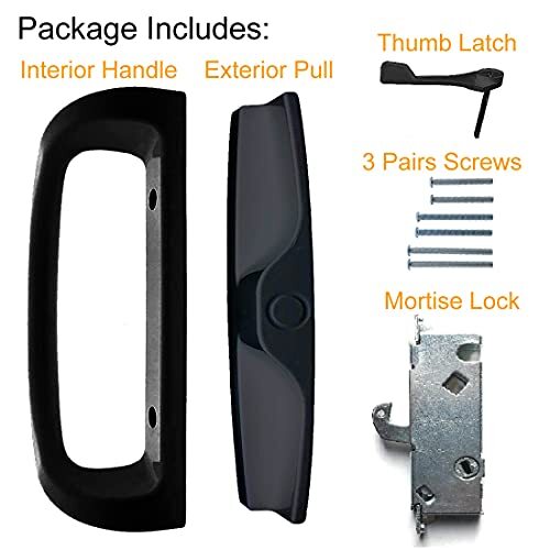 Patio Sliding Glass Door Handle Set with 45° Mortise Lock Assorted Colors