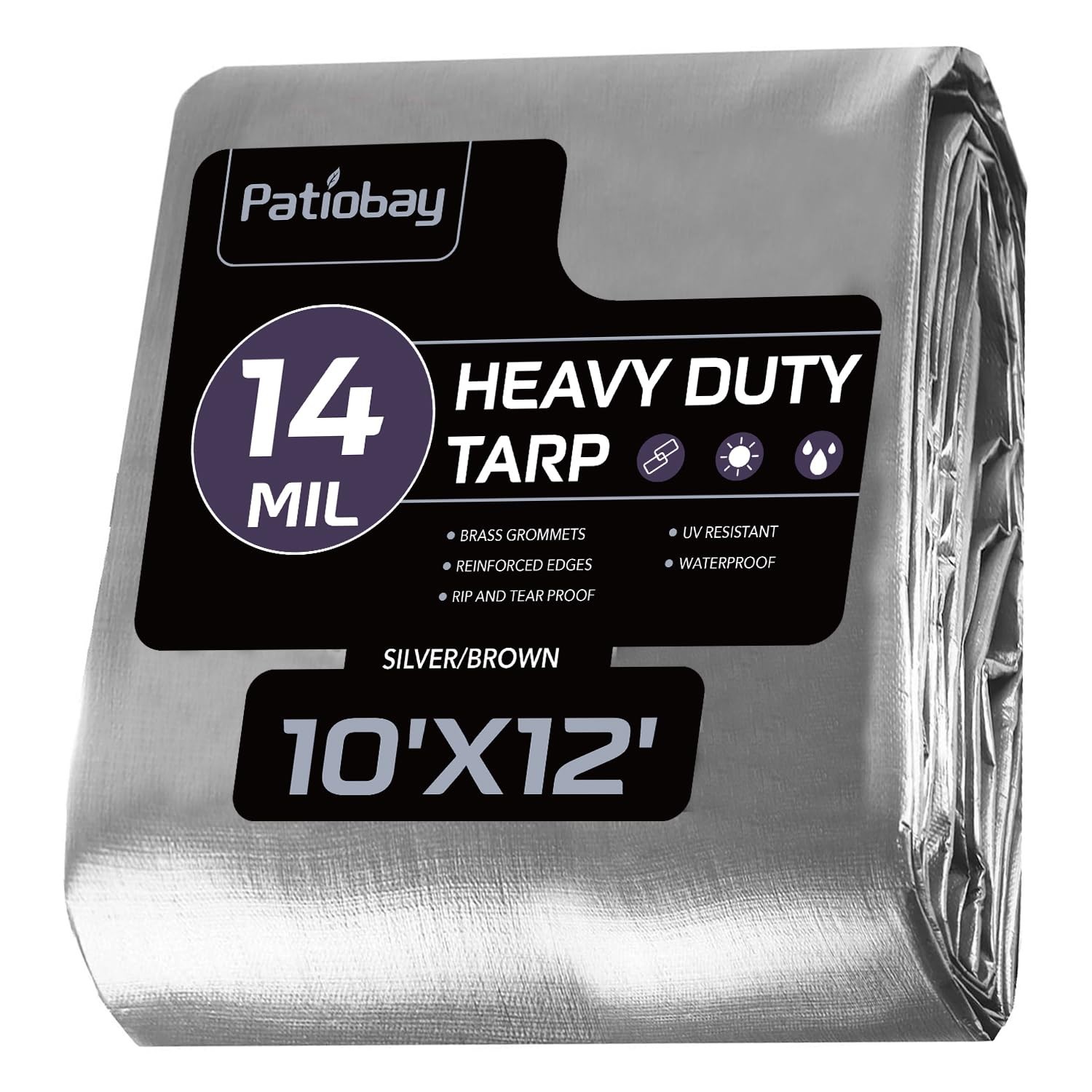 Tarp 10x12FT, 14 Mil, Heavy Duty Waterproof Tarps with Grommets Every 23.6″, …