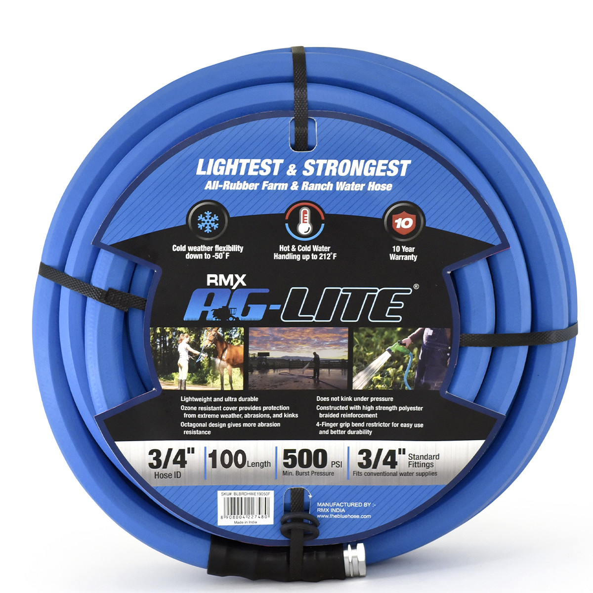 BluBird AG – Lite Rubber Water Hose Assembly 3/4″ x 100′ 10010016