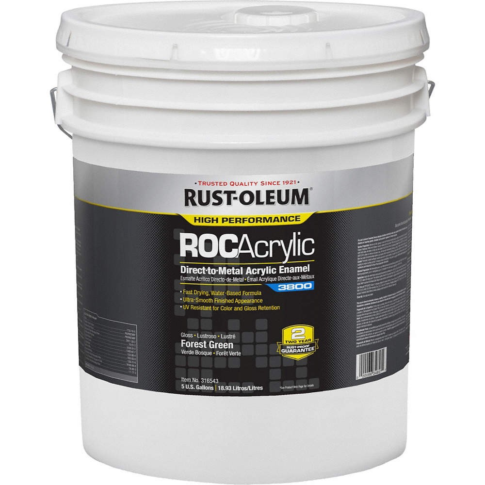 RUST-OLEUM 316543 Acrylic Enamel Coating,Forest Green,5gal 454H37