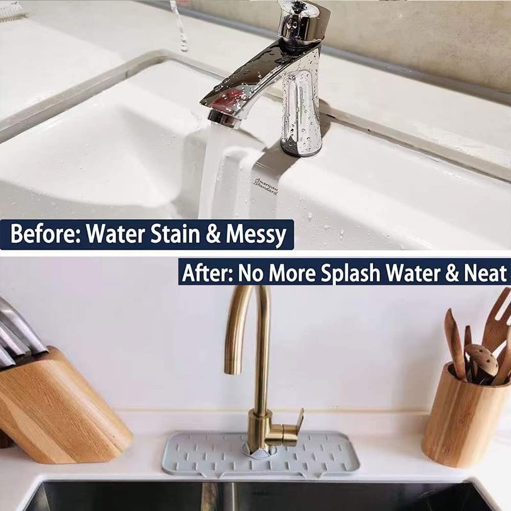 Silicone Faucet Sink Mat Splash Guard, Drain Pad Behind Grey 1pcs
