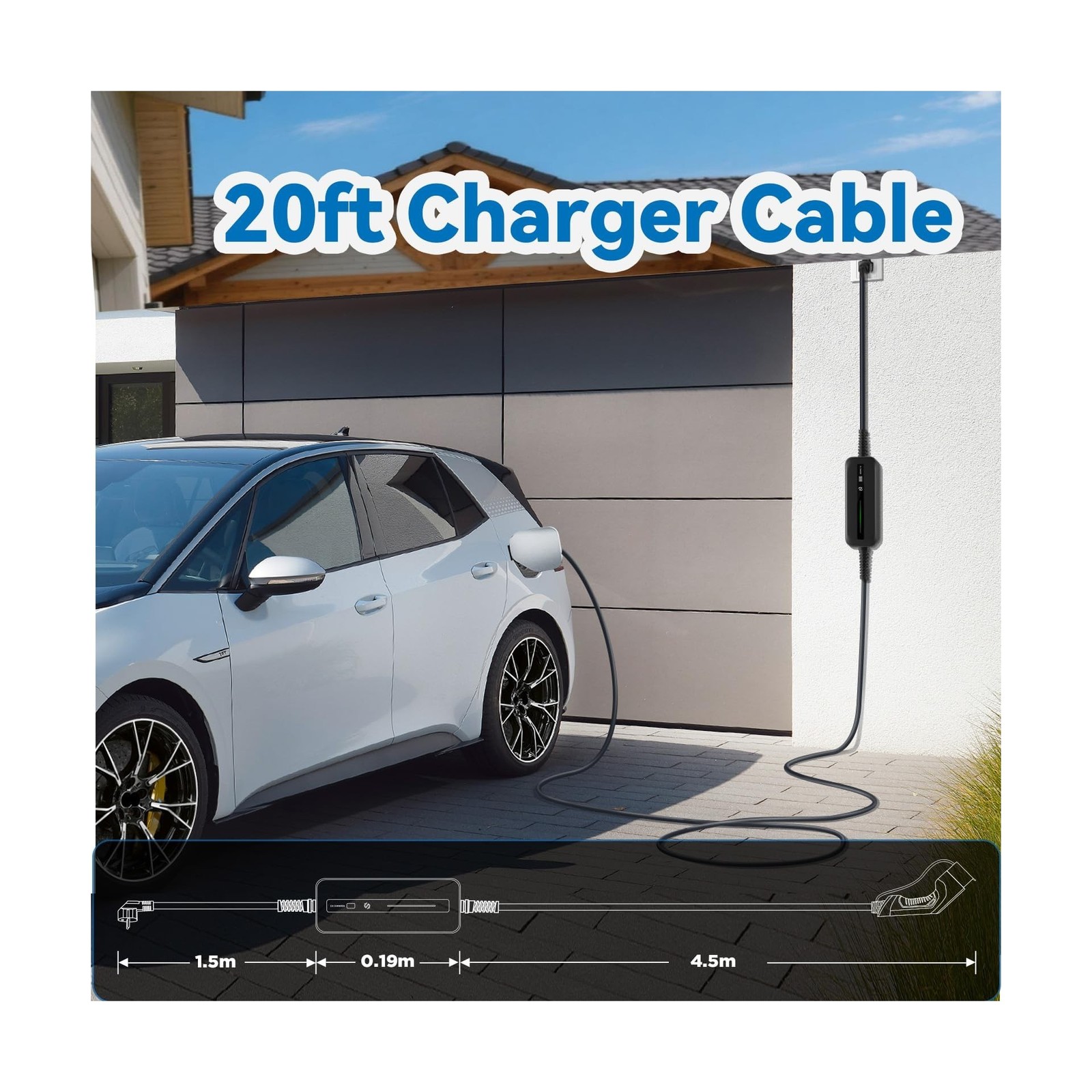 BESENERGY 15A Level 1 ev Charger, 20ft, NEMA5-15, 110V-120V, IP65 Portable Ch…