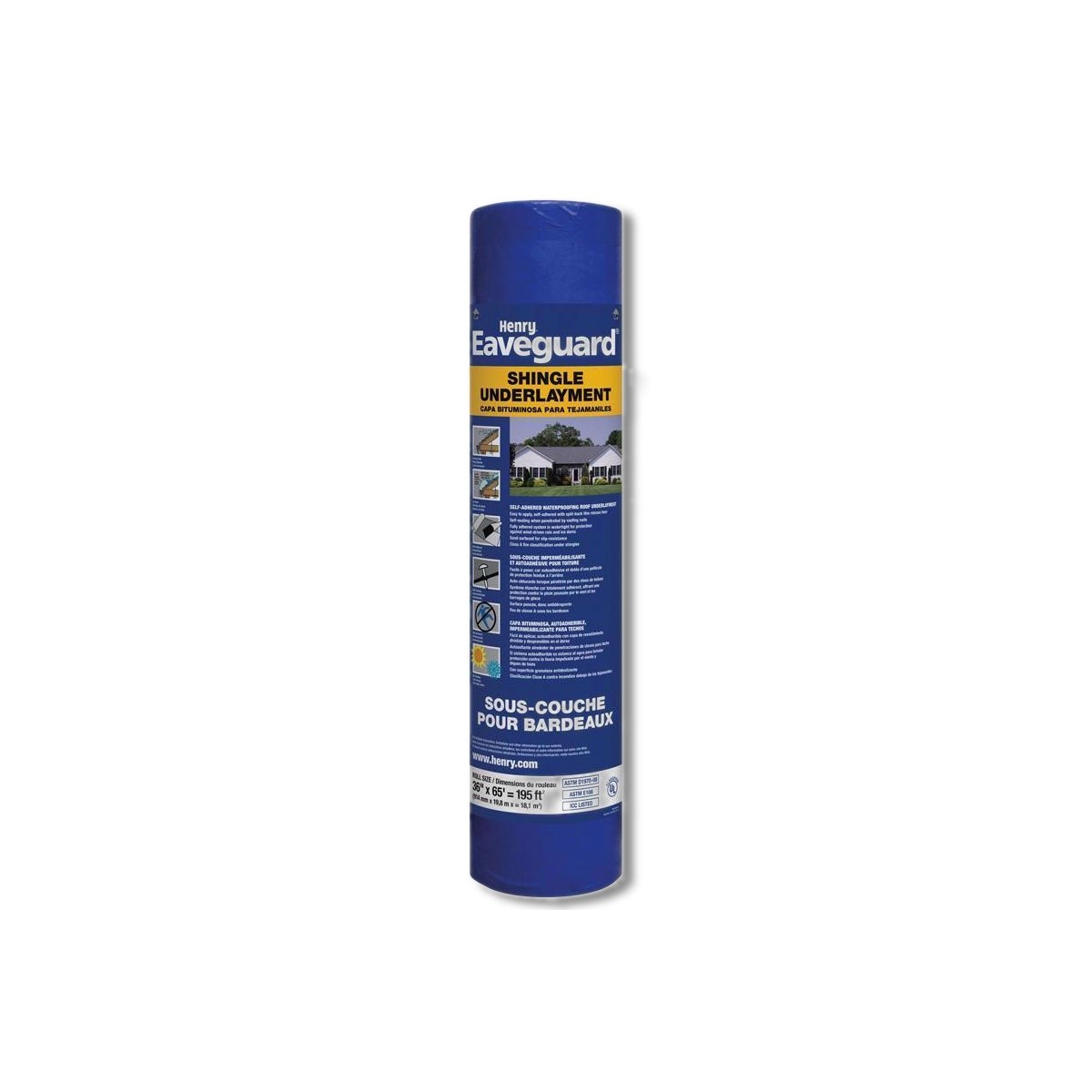 Henry 3 ft X 65 ft Fiberglass Self-Adhesive Shingle Underlayment Blue HE740916