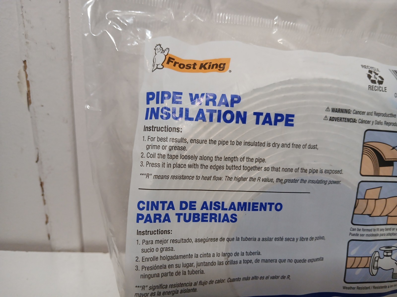 Frost King Pipe Wrap Insulation Tape 2″ x 1/8″ x 15′ Foil & Foam Self-Adhesive