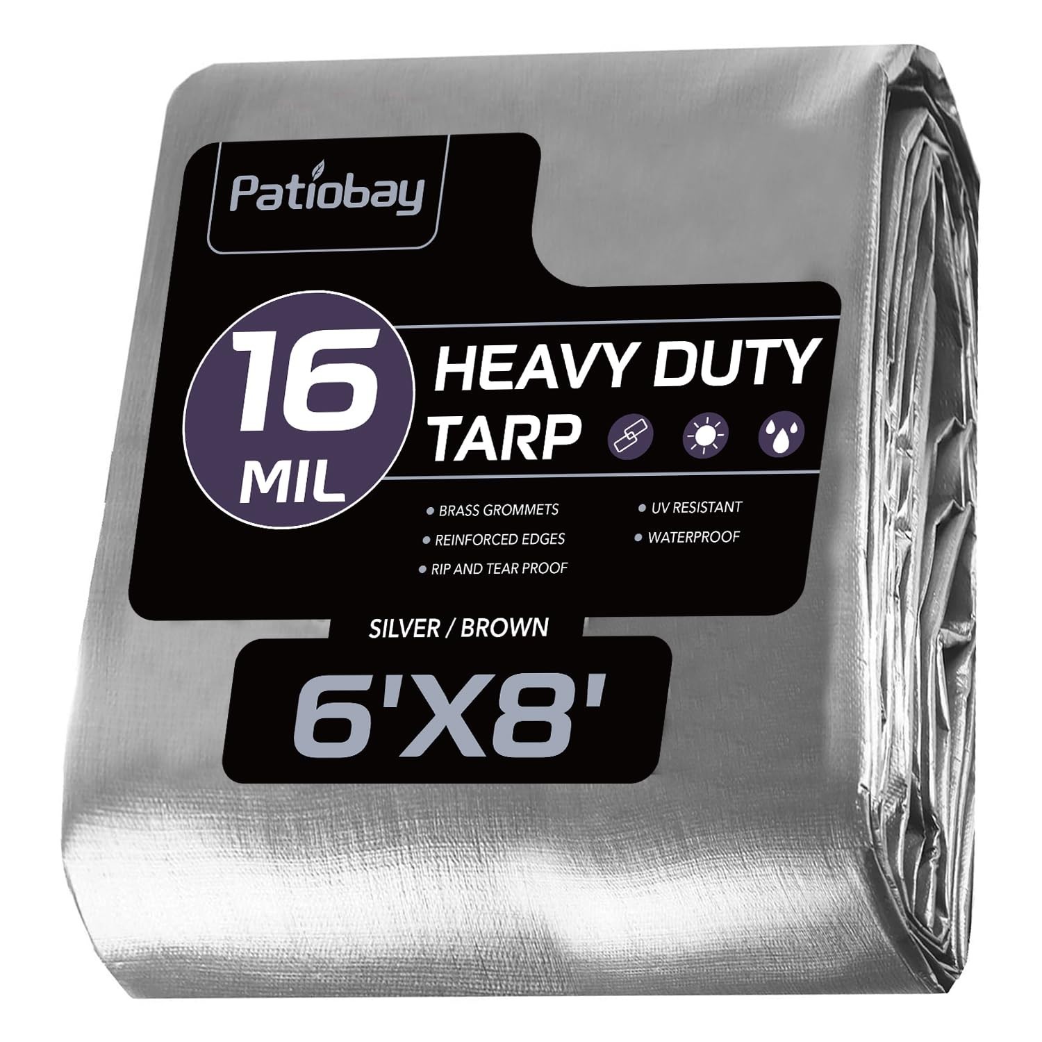 Tarp 6x8FT, 16 Mil, Waterproof Tarps Heavy Duty with Grommets Every 23.6″, Th…