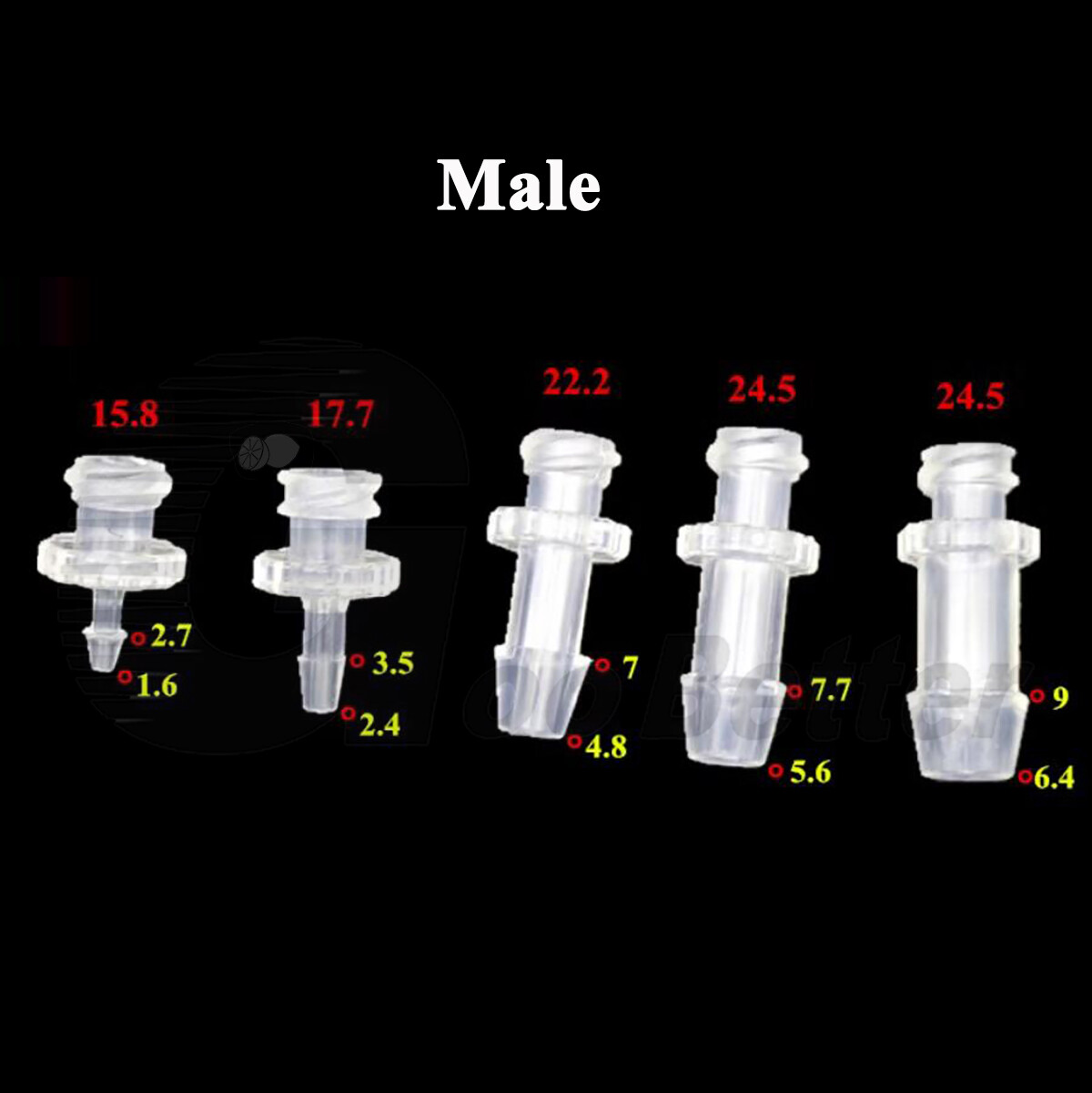 Luer Lock Male Female Thread Hose Barb Tail Fitting Straight Connector 1.6~6.4mm