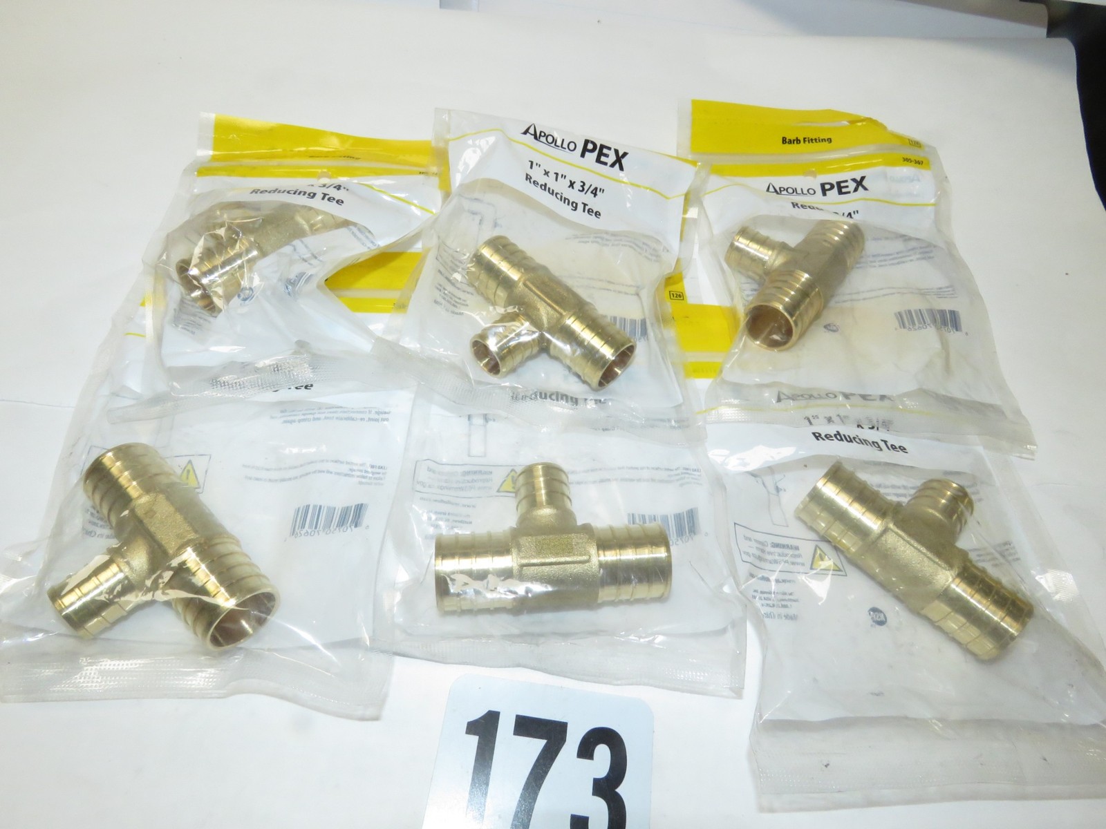 6X Apollo Valves APXT1134 Tube Tee 1 x 1 x 3/4 in, PEX + 6 APXC11 1 X 1 Coupling