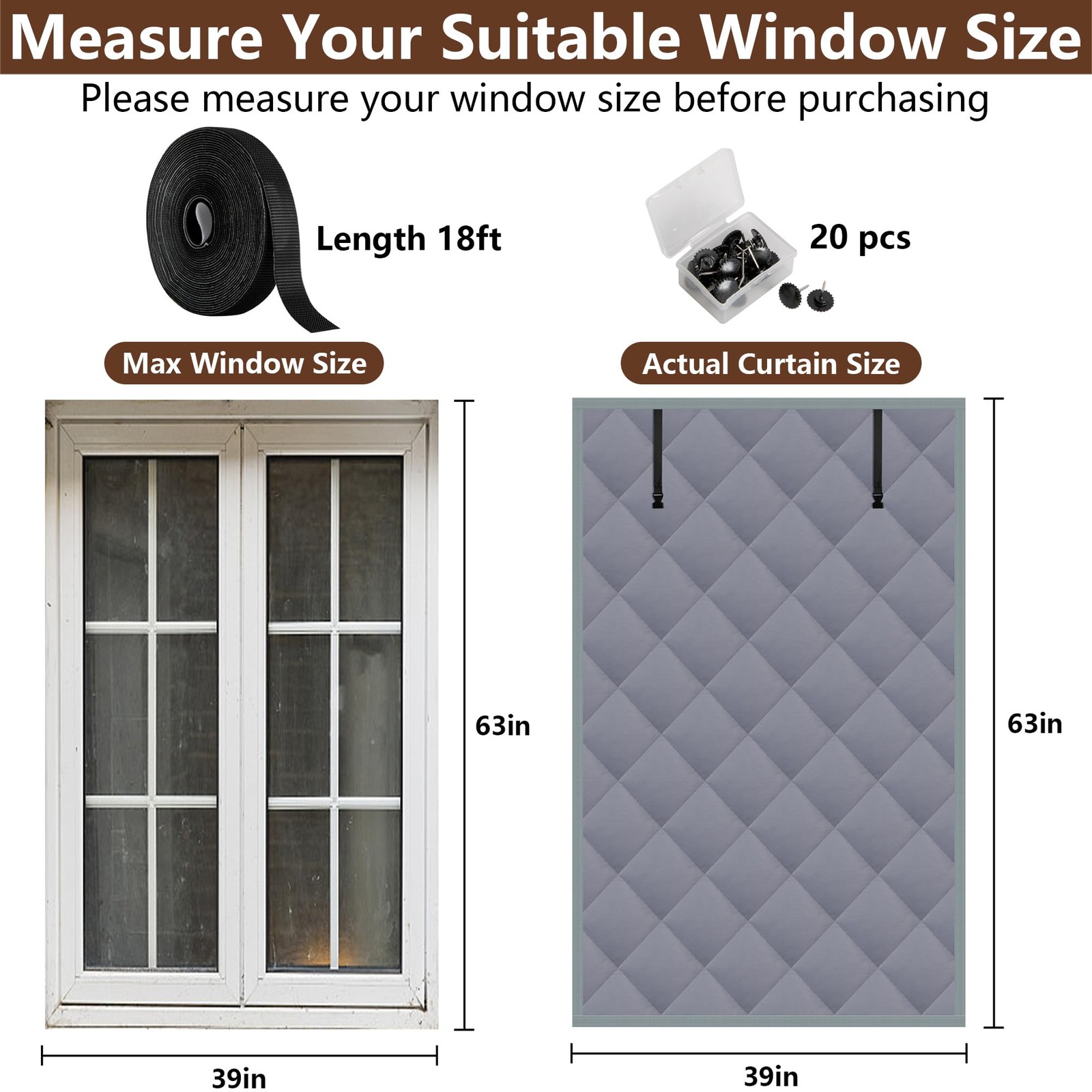 3 Layer 63 x 39 Inches Winter Insulated Window Cover-Oxford Thermal Insulated…