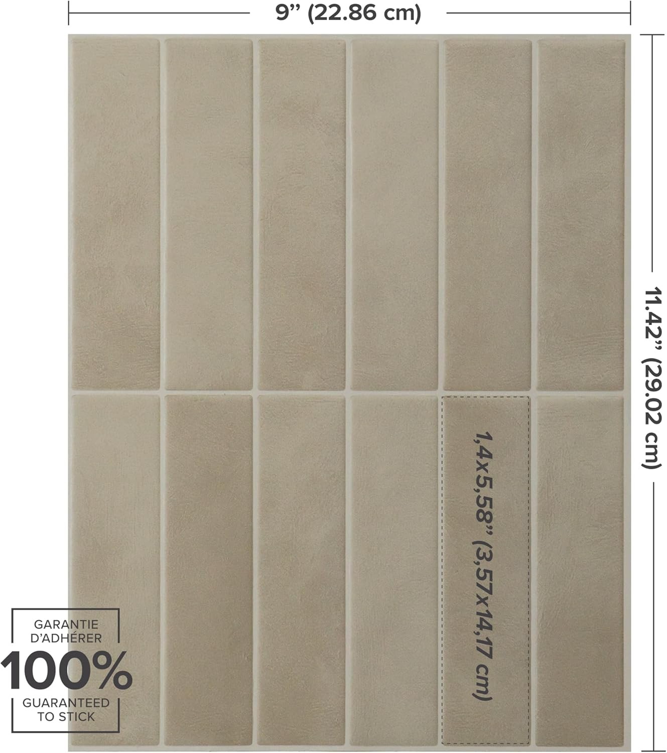 Peel and Stick Backsplash – 5 Sheets of 11.43″ x 9″ – 3D Adhesive Peel and Stick