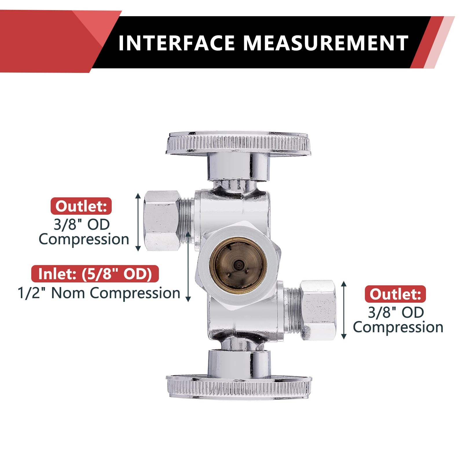 Pack Of 5 Efield 1/4 Turn Dual Compression Outlet Angle Stop Valve 2 Shut Off