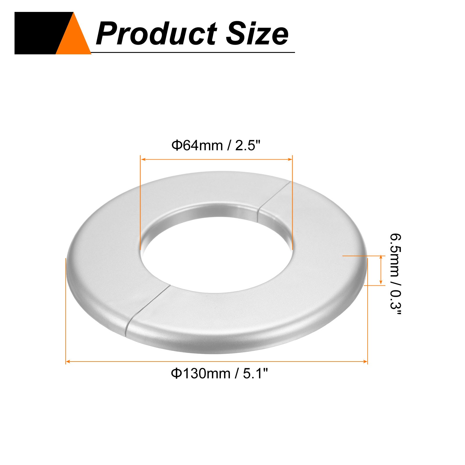 2pcs Wall Split Flange 64mm/2.5″ Self-Adhesive Plumbing Cover Plates Silver]