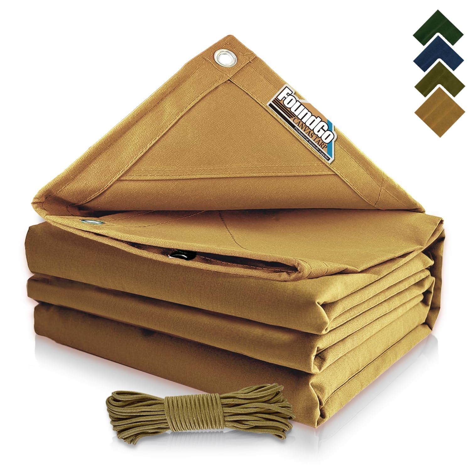 FoundGo 6x8ft Canvas Tarp 22 Mil Tarps 14 oz Canvas Tarpaulin Heavy Duty Clot…