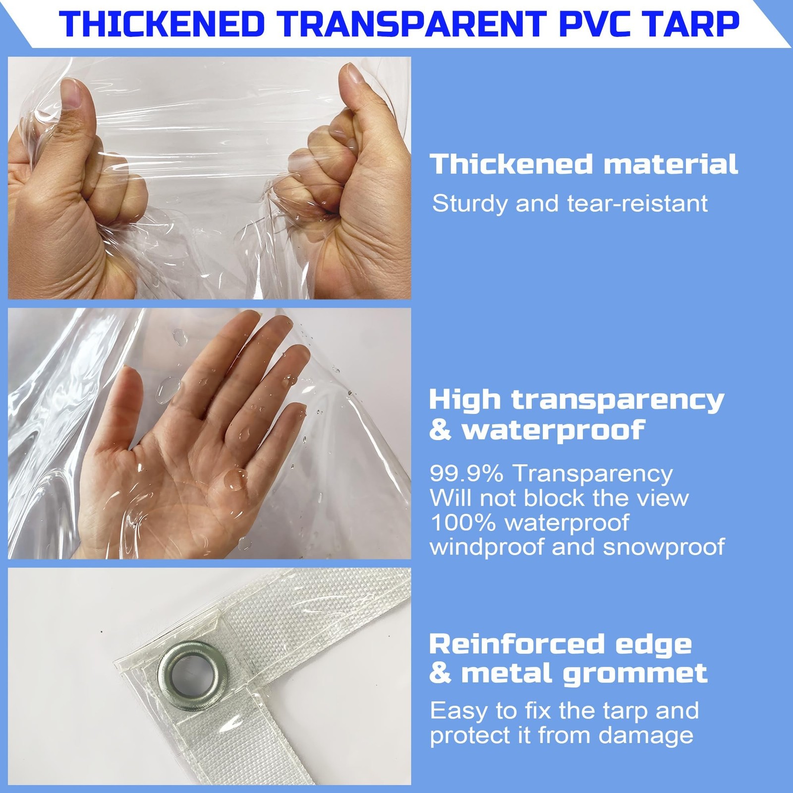 Clear Tarp 5 x 7FT, 20 Mil Clear Vinyl Tarp, Small Cover Plastic Sheeting wit…