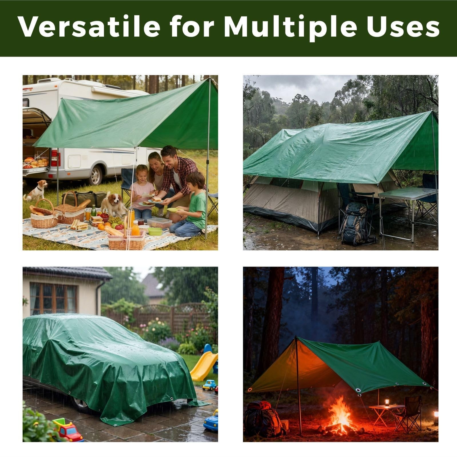 Heavy Duty Tarps 8×10 FT, 12 Mil Thick Waterproof Polyethylene Reinforced Edg…