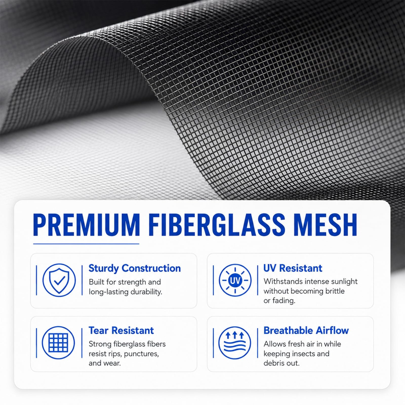 Furloroyal 48″ x 118″ Window Screen Replacement Mesh, Black x 118″,