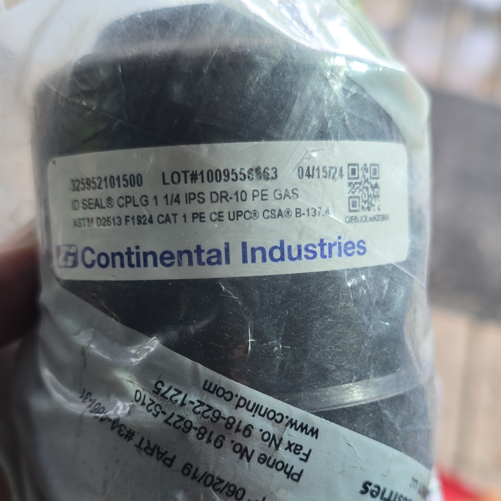 Continental Industries PE Coupling 1-1/4 in Corrosion Resistant SDR-10 for Gas