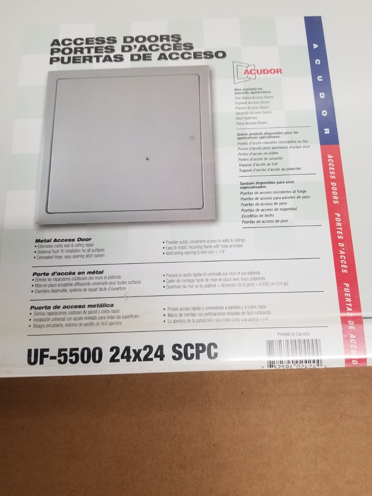 Acudor UF-5500 24×24 SCPC Metal Access Door White Finish Concealed Hinge