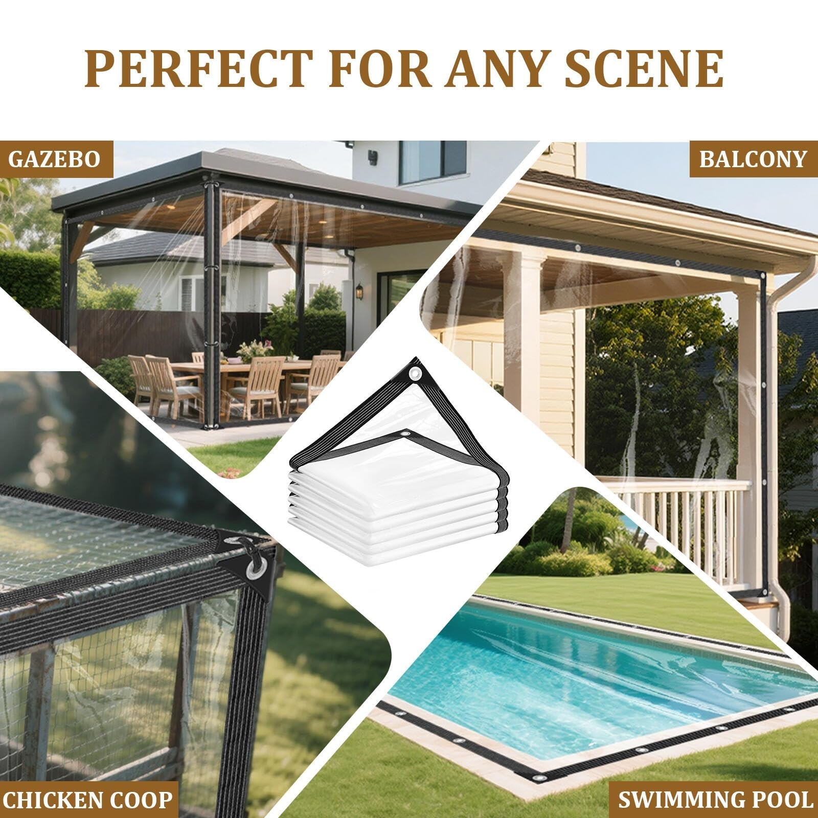 Clear Tarp 6x10ft with Grommets 14Mil Clear Tarps Heavy Duty Waterproof Dustp…