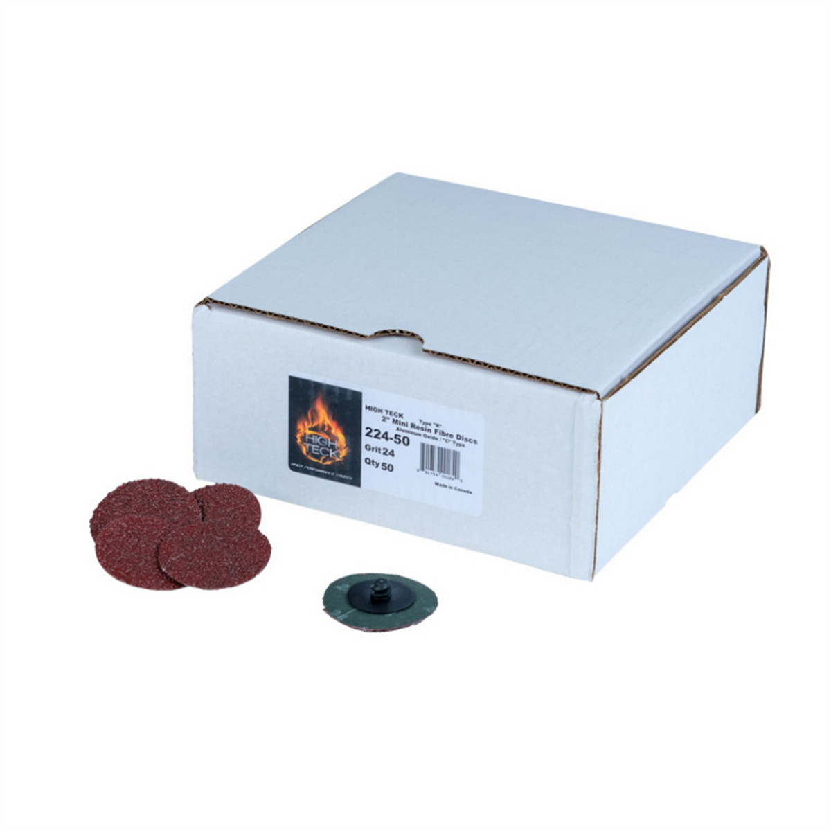 High Teck Products 224-50 R-Style Disc, 2 in Dia, 24 Grit, Aluminum Oxide, Poly