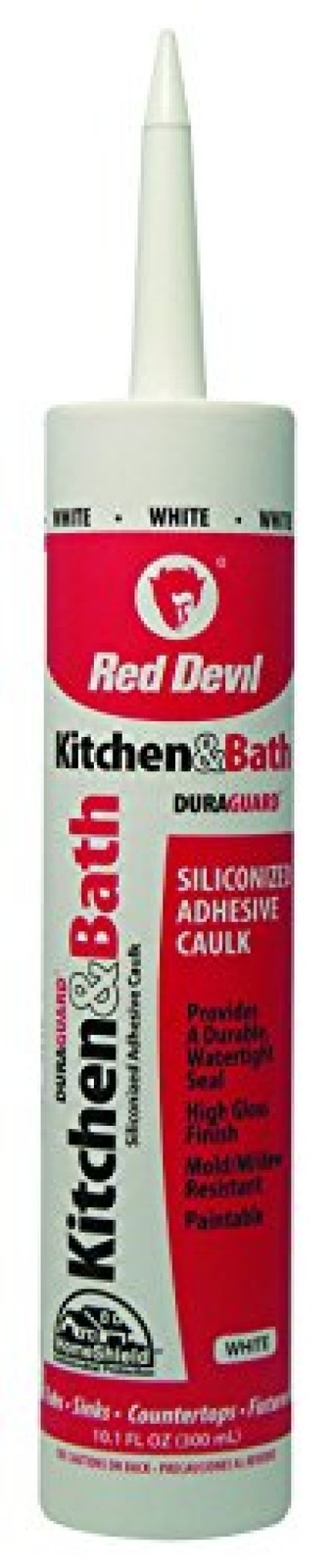 Red Devil 0406 Kitchen and Bath Siliconized Acrylic Caulk, 10.1 oz, White