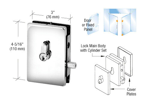 CRL EUR681PS Polished Stainless EUR Series Center Housed Patch Lock