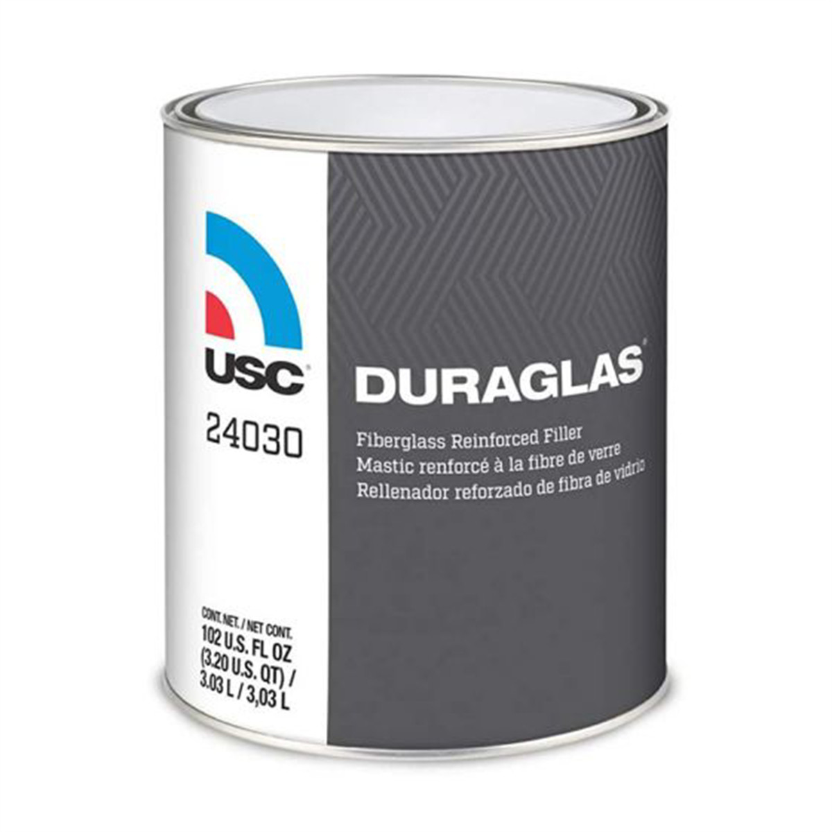 US Chemical DURAGLAS 24035 Short Strand Fiberglass Filler, 1 qt Can, Dark Green