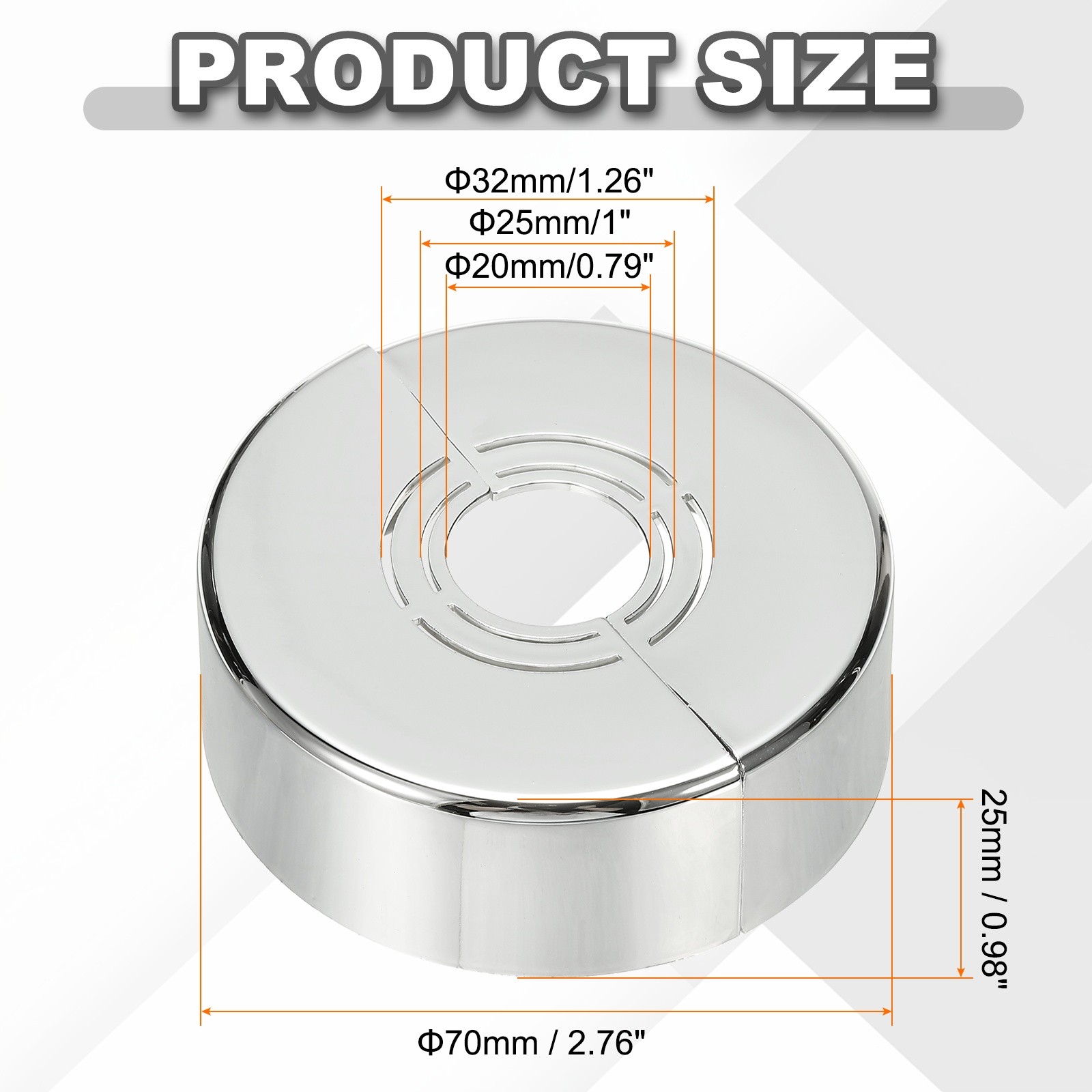 2pcs Wall Split Flange 0.98″ Plastic Round Split Flange Pipe Cover, Silver