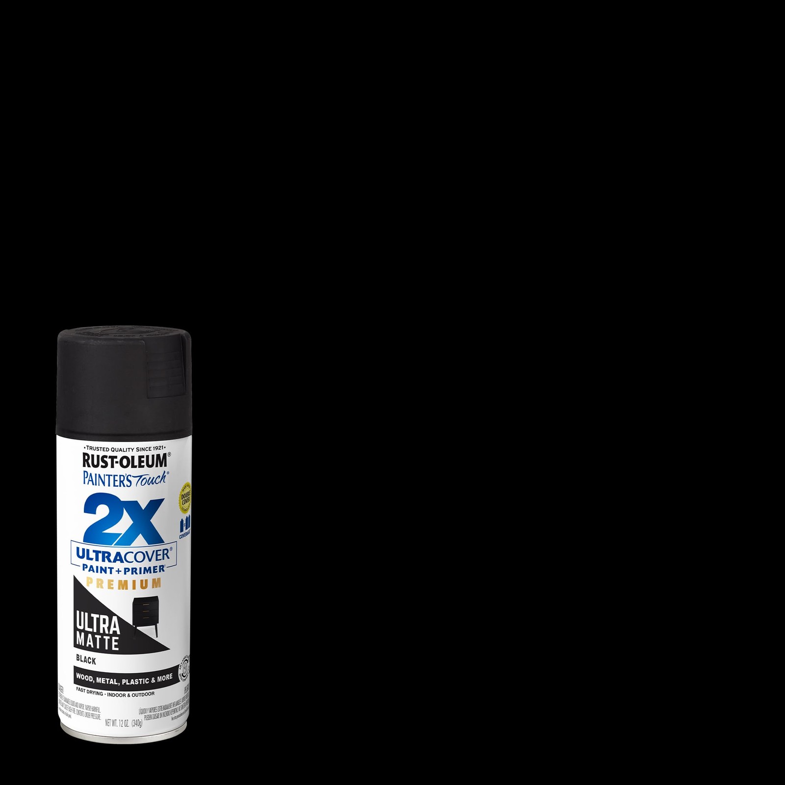 Rust-Oleum 331182 Painter’s Touch 2X 12 Ounce (Pack of 1), Ultra Matte Black