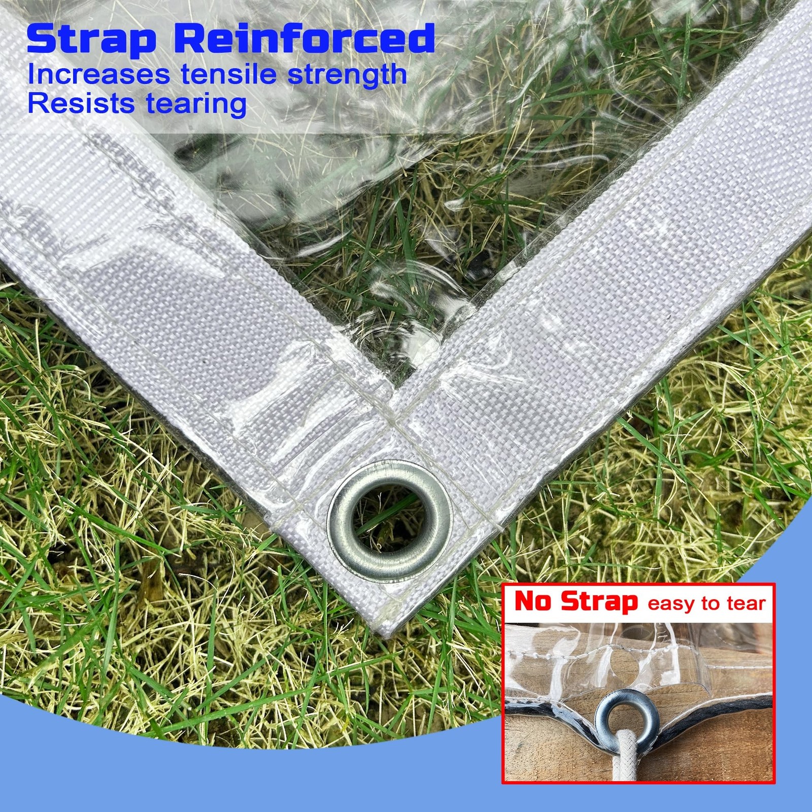Clear Tarp 5 x 7FT, 20 Mil Clear Vinyl Tarp, Small Cover Plastic Sheeting wit…