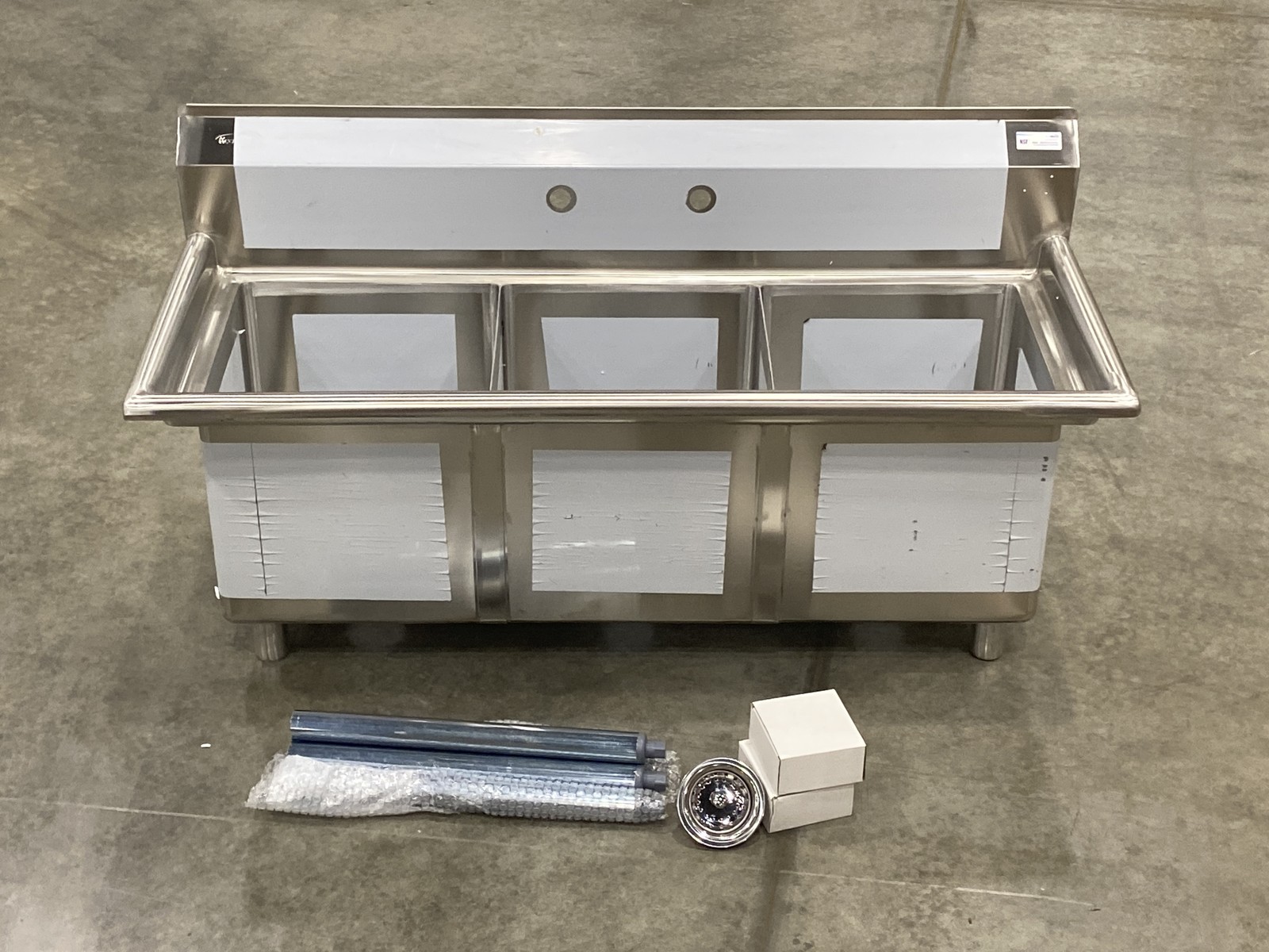 KoolMore 51″ 3-Compartment Commercial Sink 16-Gauge Stainless Steel NSF
