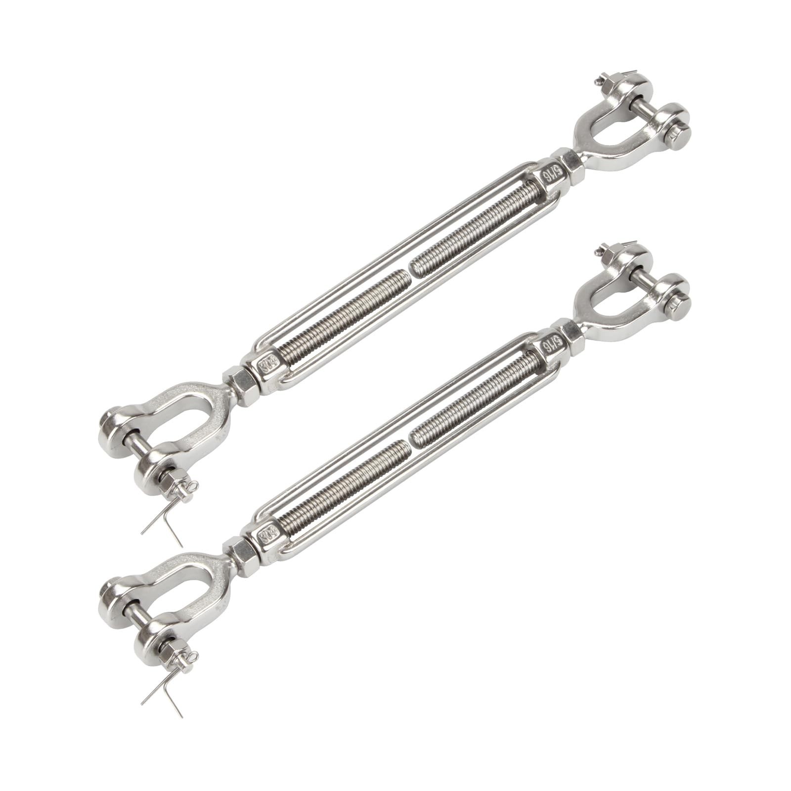 2 Pack Turnbuckle 5/16 M8 304 Stainless Steel Jaw and Jaw Turnbuckle, 2100 lb…