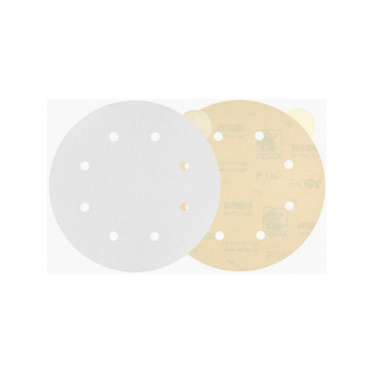 Indasa USA,Inc. 80-36 Rhynostick White Line Abrasive Solid Disc, 8 in Dia, 36 G