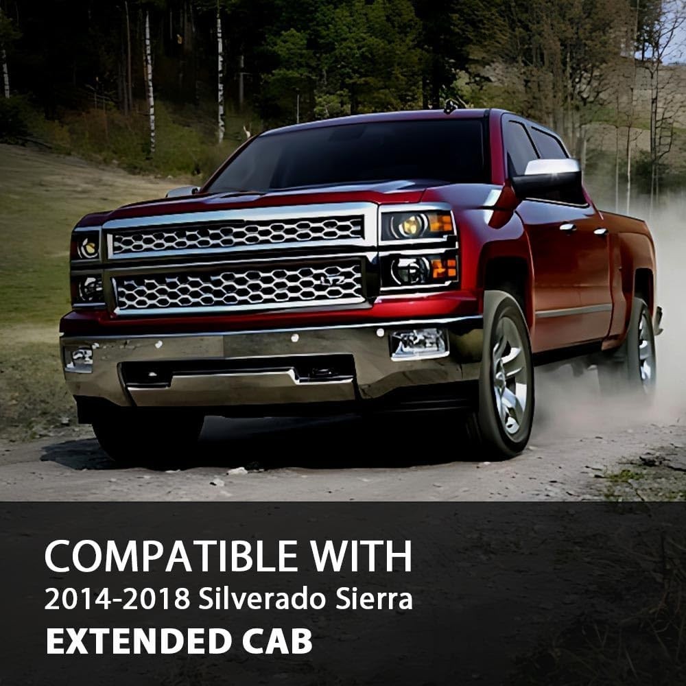 Rocker Panels Left&Right for 2014-2018 Silverado Sierra Extended Cab Steel Black
