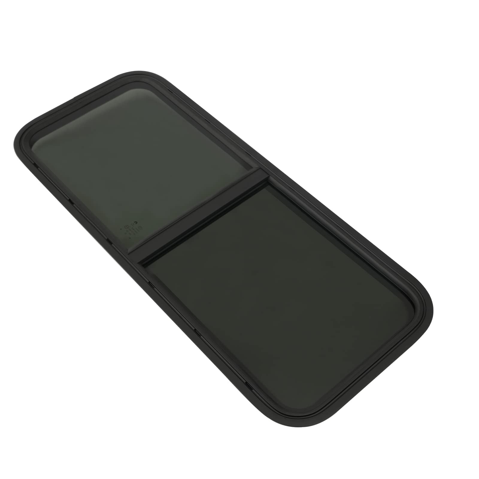 Horizontal Sliding RV Window Black Tint Tempered Glass Alum Frame TrimRing 42×22