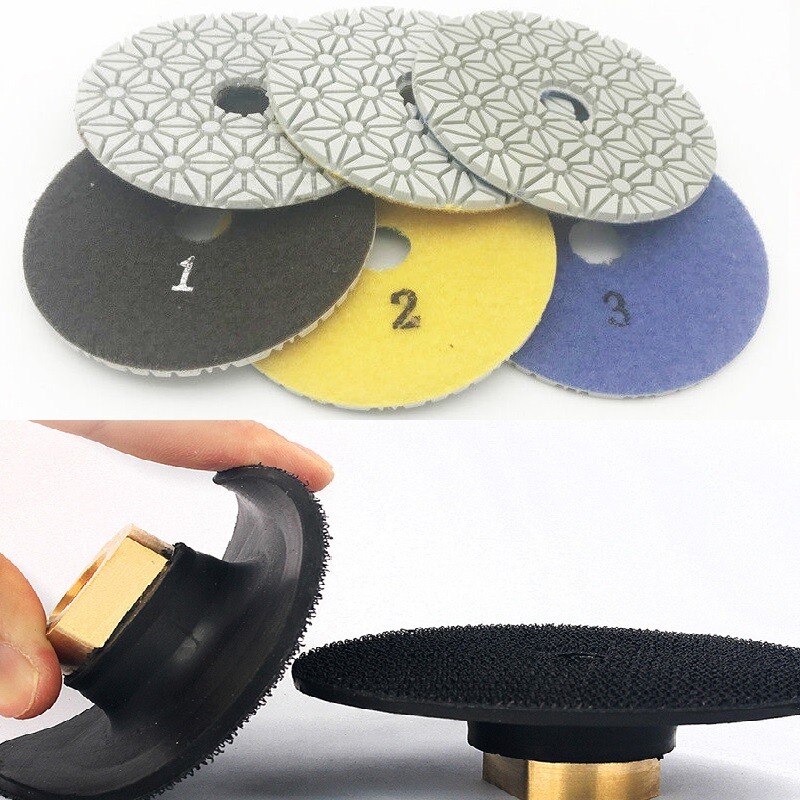 4″ Diamond Polishing Pad Dry Wet 3 Step Stone Concrete Extra Flexible Backer