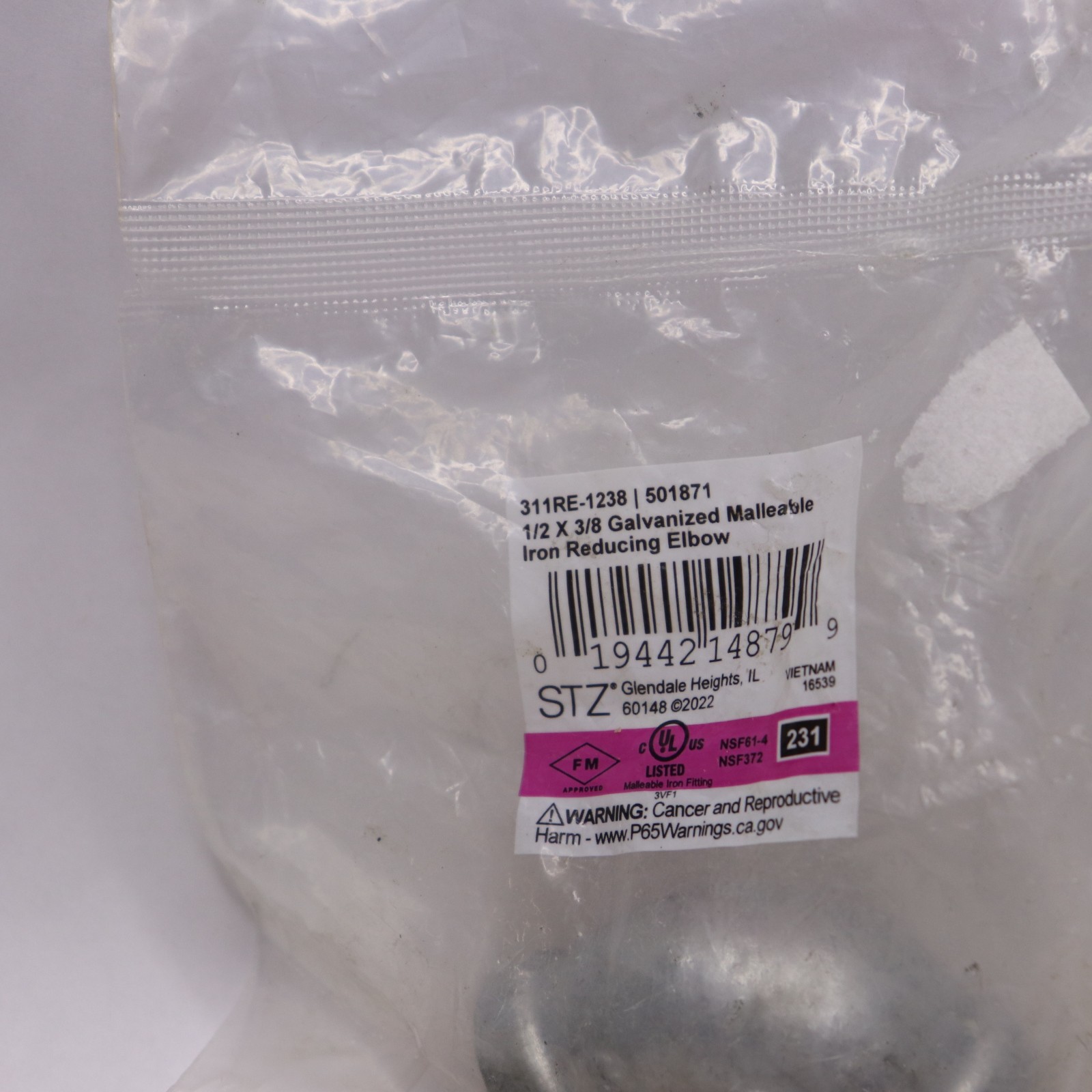 LDR Industries Reducing Elbow Pipe Fitting Malleable Galvanized Zinc 1/2″ X 3/8″