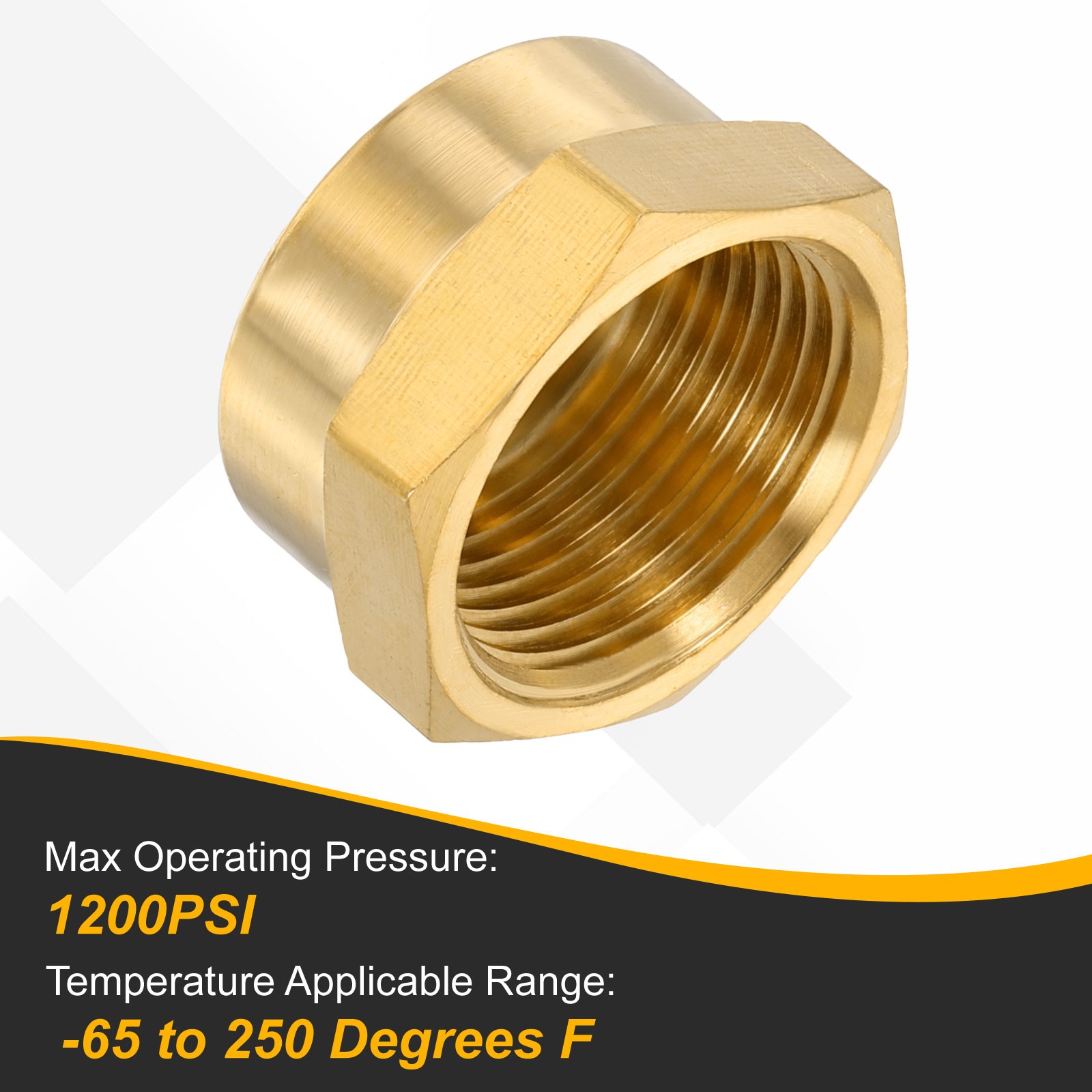 6Pcs 3/4″ NPT Female Brass Pipe Fitting Cap Hex Head Tubing Thread Ends Cap