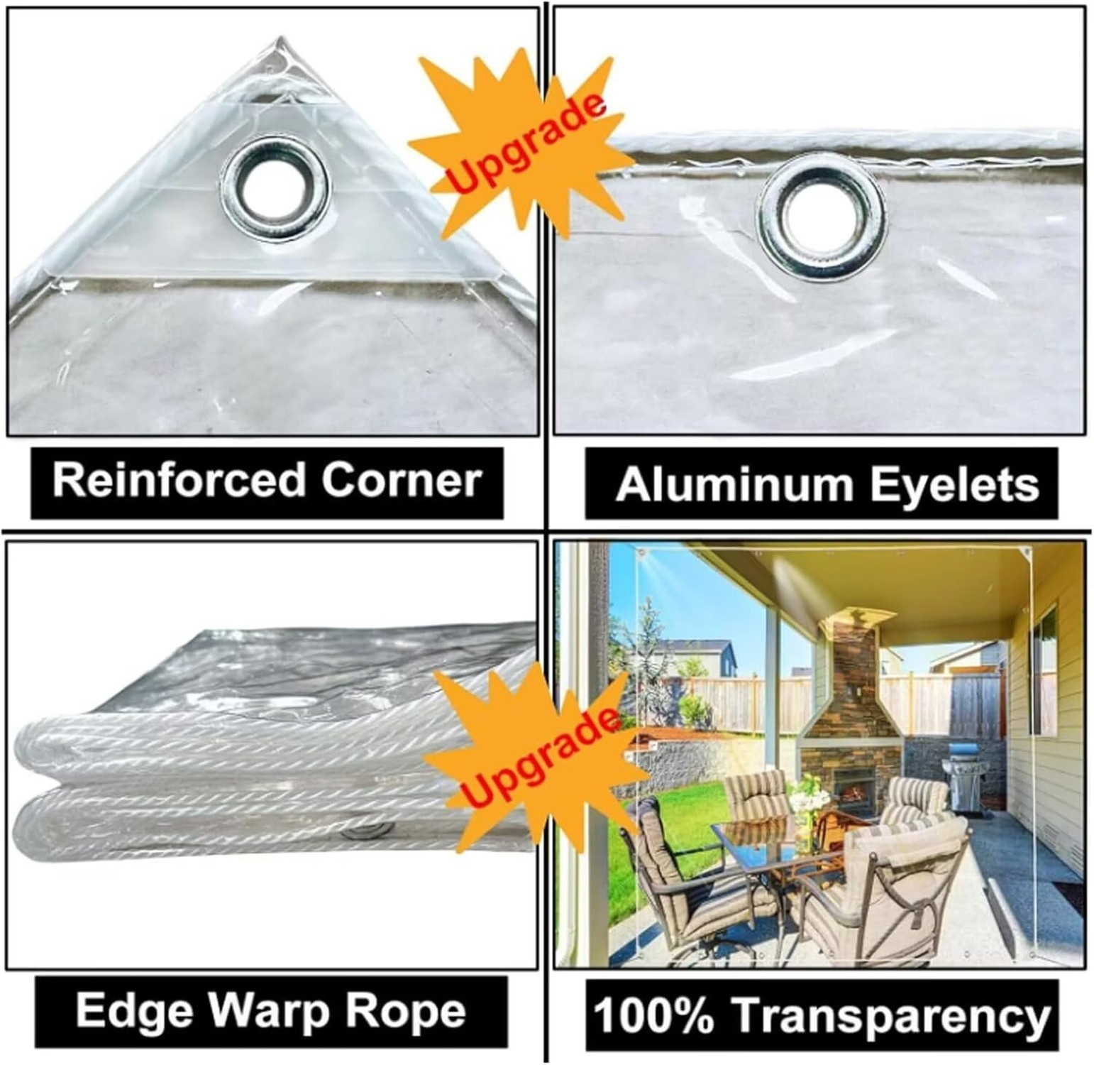 Clear Vinyl Tarp, 5′ X 7′, 14 Mil Clear Tarps Heavy Duty Outdoor Garden Rainp…