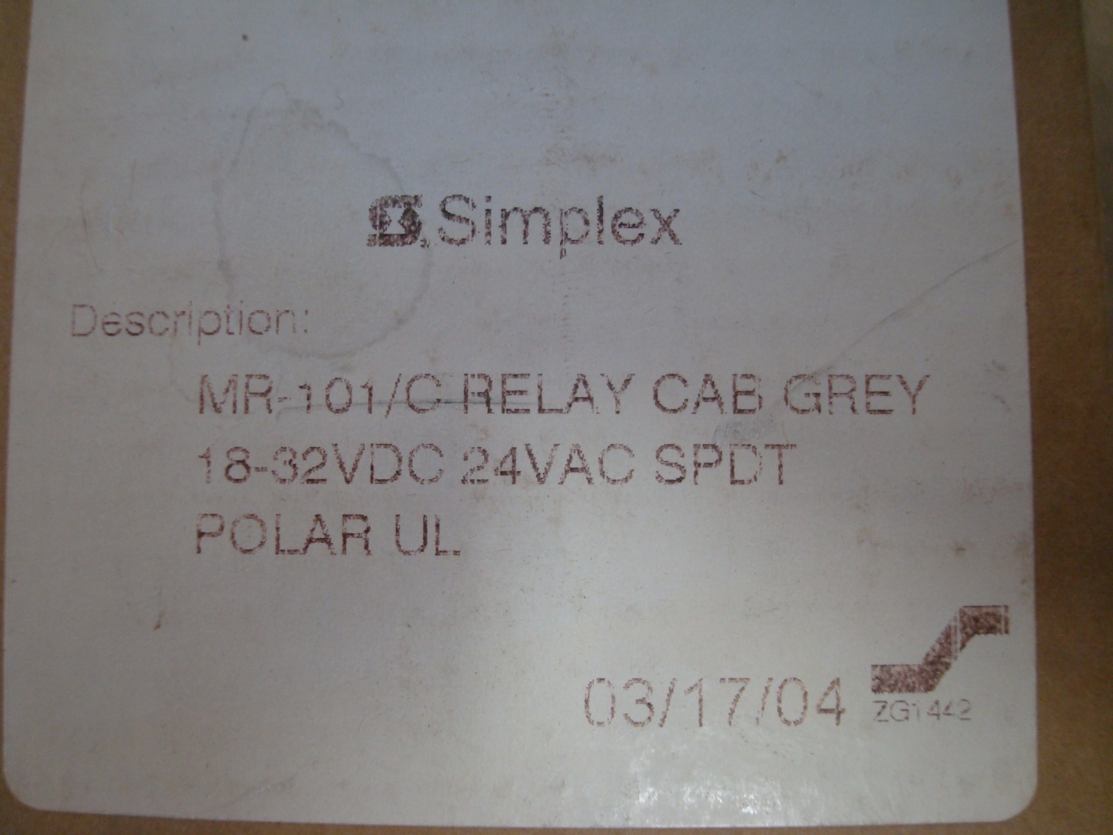 Simplex 2088-9008 MR-101/C Control Relay #1Z-1110-8