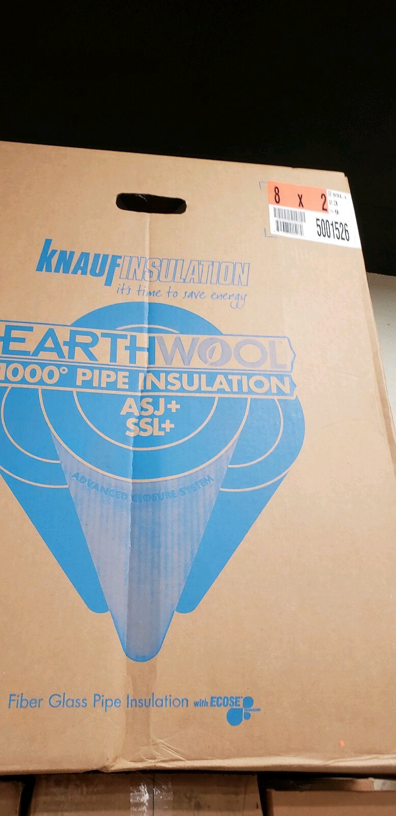 Knauf 5001526 Earthwool 1000° Pipe Insulation 8″ × 2″ × 3″ Bulk Quantity 9 LFT