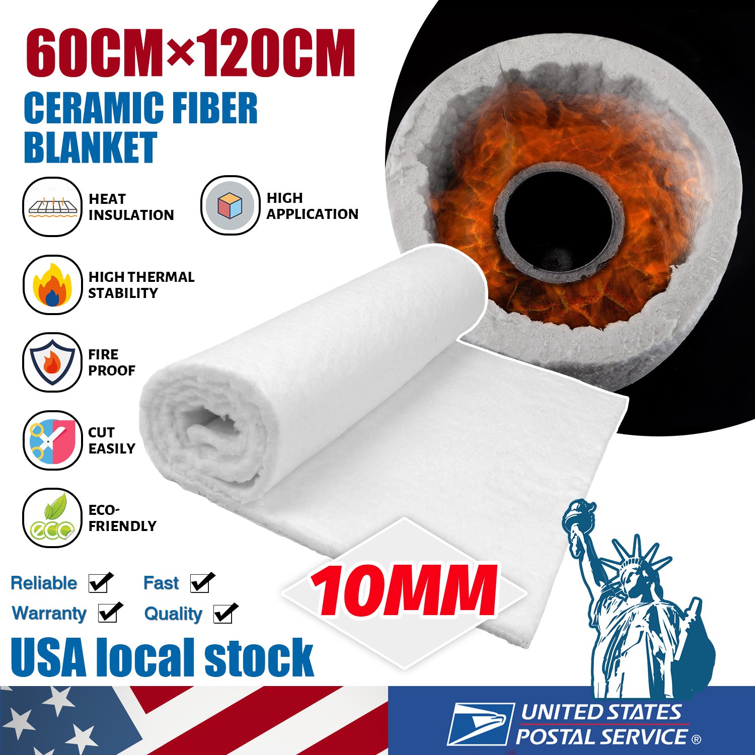 white Thick 0.4 inch Ceramic Fiber Insulation Ideal for Forges, Forge, Foundry