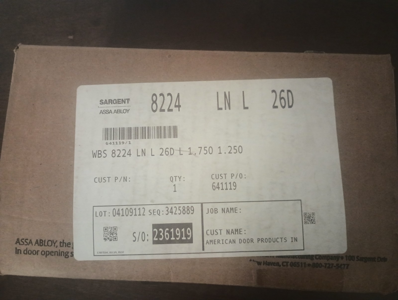 NEW Sargent WBS 8224 LN L 26D L 1.750 1.250 Mortise Lock **With Keys**