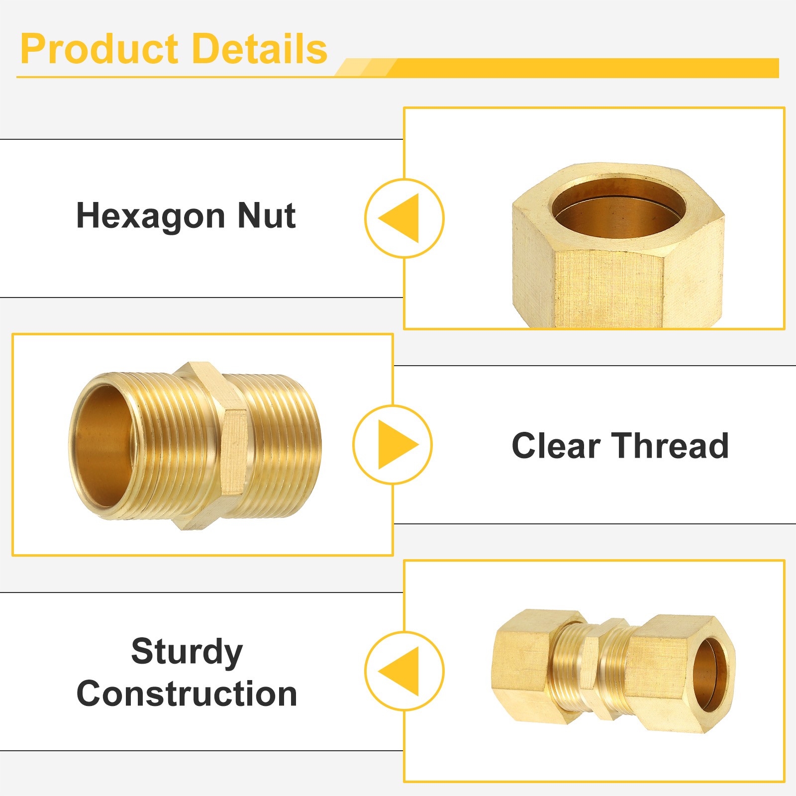 Compression Tube Pipe Fitting 3/4″ Compression Union Connector Adapter