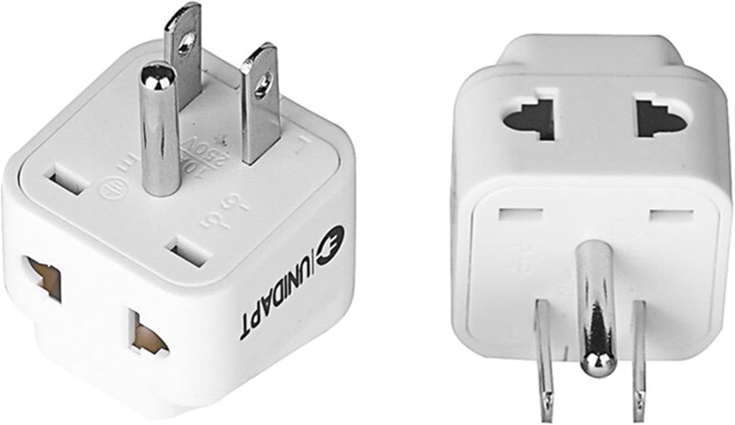 UK to US Travel Adapter, India Plug Unidapt 2-Pack, White