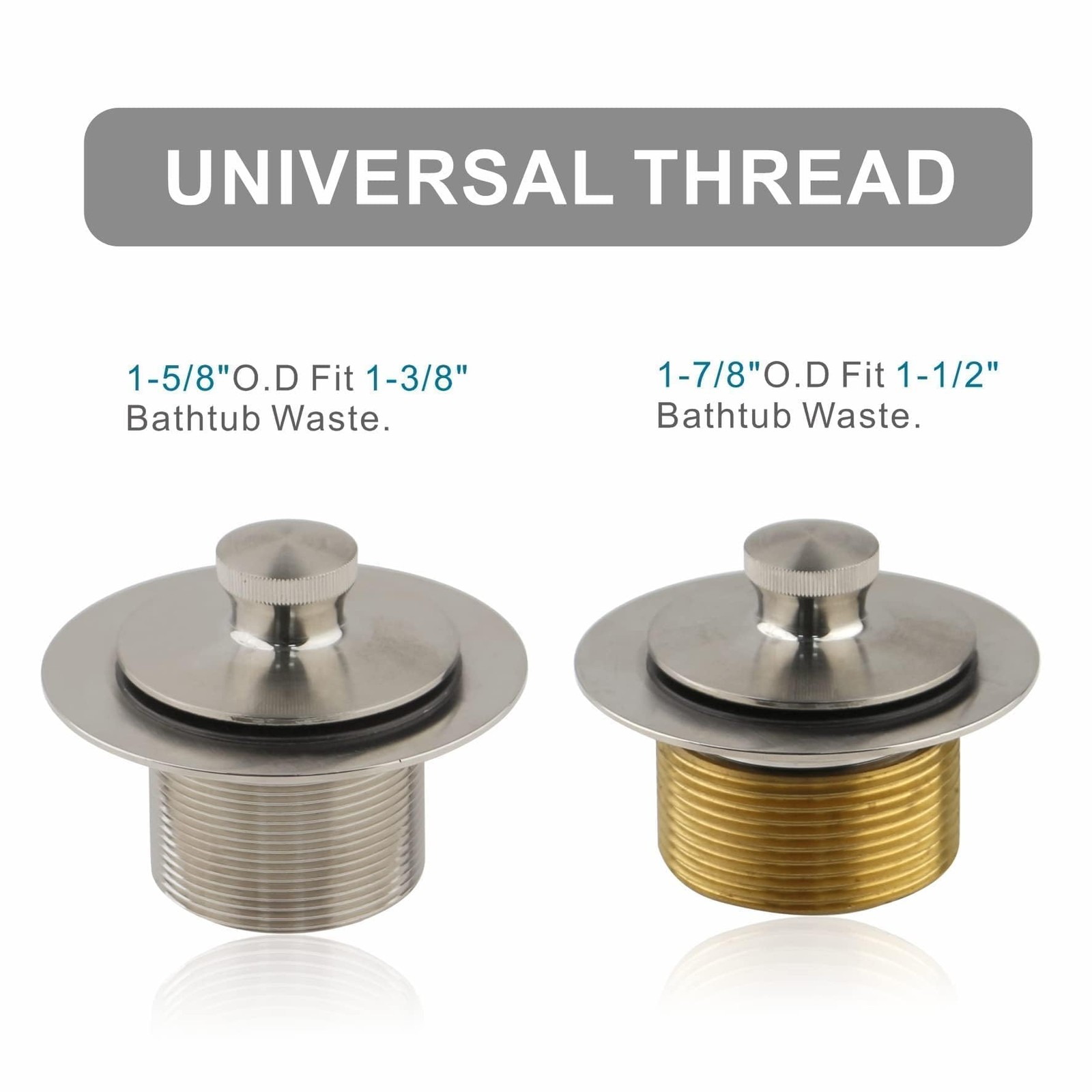 Tub Drain and Overflow Kit with Single Hole Faceplate, Brushed