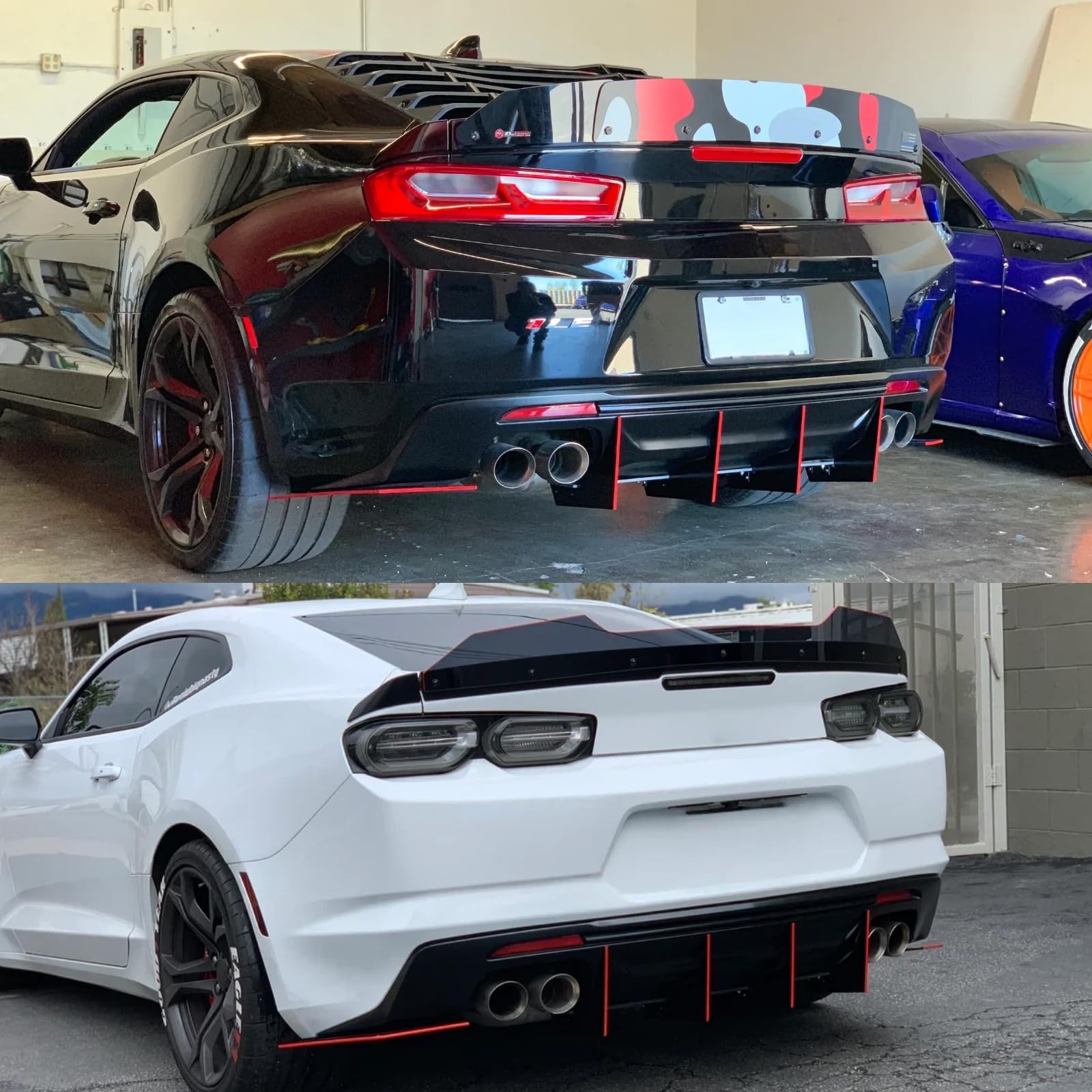 Rear Diffuser For Chevrolet Camaro 2016-2024 Glossy Black ABS Quad Exhaust Only